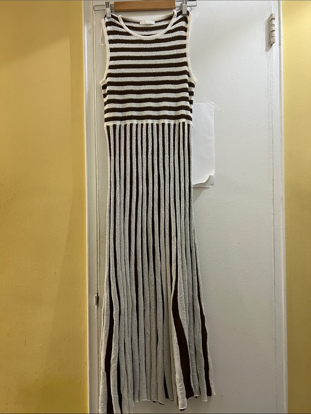Zara Brown & Cream Striped Knit Maxi Dress